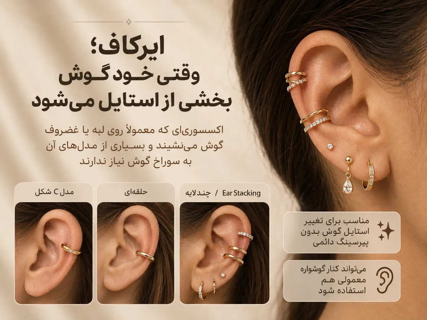 انواع ایرکاف و چیدمان گوش با مدل‌های C شکل، حلقه‌ای و چندلایه